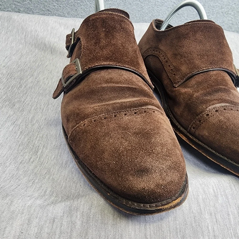 Crosby Square Allen Size 10 Double Monk Strap Brown Suede Loafer Dress‎ Shoes